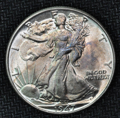 1947 Walking Liberty Half Dollar - Choice BU - Toned - Garden State Coins