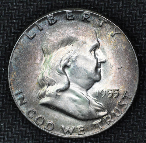 1955 - Franklin Half Dollar - Very Choice BU - Toned - Garden State Coins