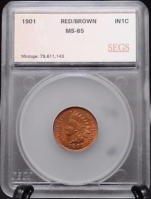 1901-P Indian Head Penny Cent - Gem UNC - Red Brown - Garden State Coins