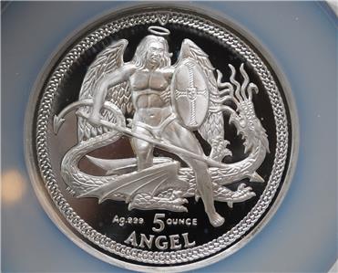 2013 Isle Of Man High Relief Angel PF69 NGC 5oz Silver Ultra Cameo - Garden State Coins