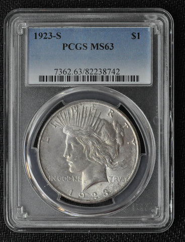 1923 S - Peace Dollar - PCGS MS63 - Garden State Coins