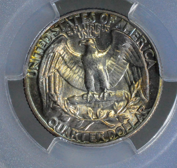 1952 P Washington Quarter MS64 PCGS with rainbow toning - Garden State Coins