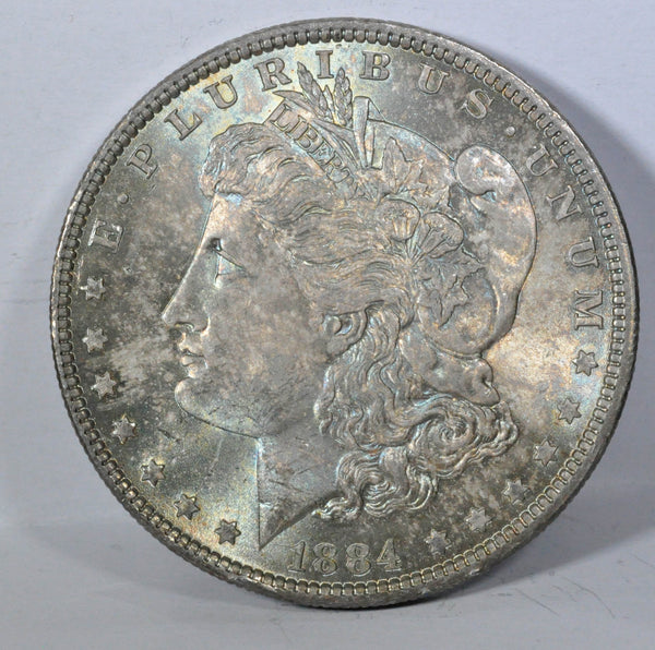 1884 Morgan Silver Dollar - Light Rainbow Toning - Garden State Coins