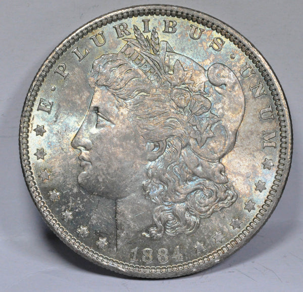 1884 Morgan Silver Dollar - Light Rainbow Toning - Garden State Coins