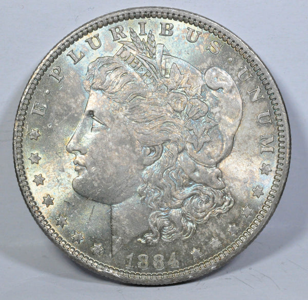 1884 Morgan Silver Dollar - Light Rainbow Toning - Garden State Coins