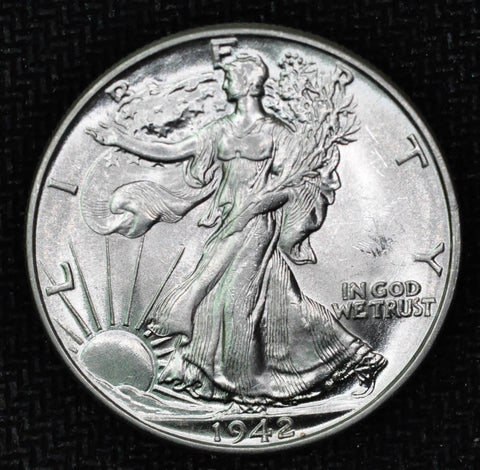 1942 Walking Liberty Half Dollar - Very Choice BU - Blazing Luster Blast White - Garden State Coins