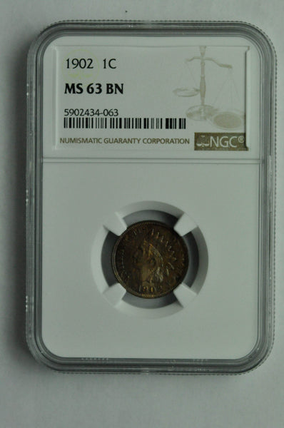 1902 Indian Head Cent - NGC MS63 BN